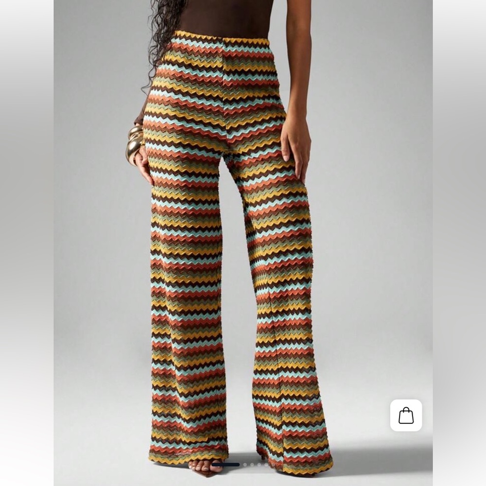 1159.Multicolor zig zag Crochet Fall Women's Pants - Picture 2 of 3